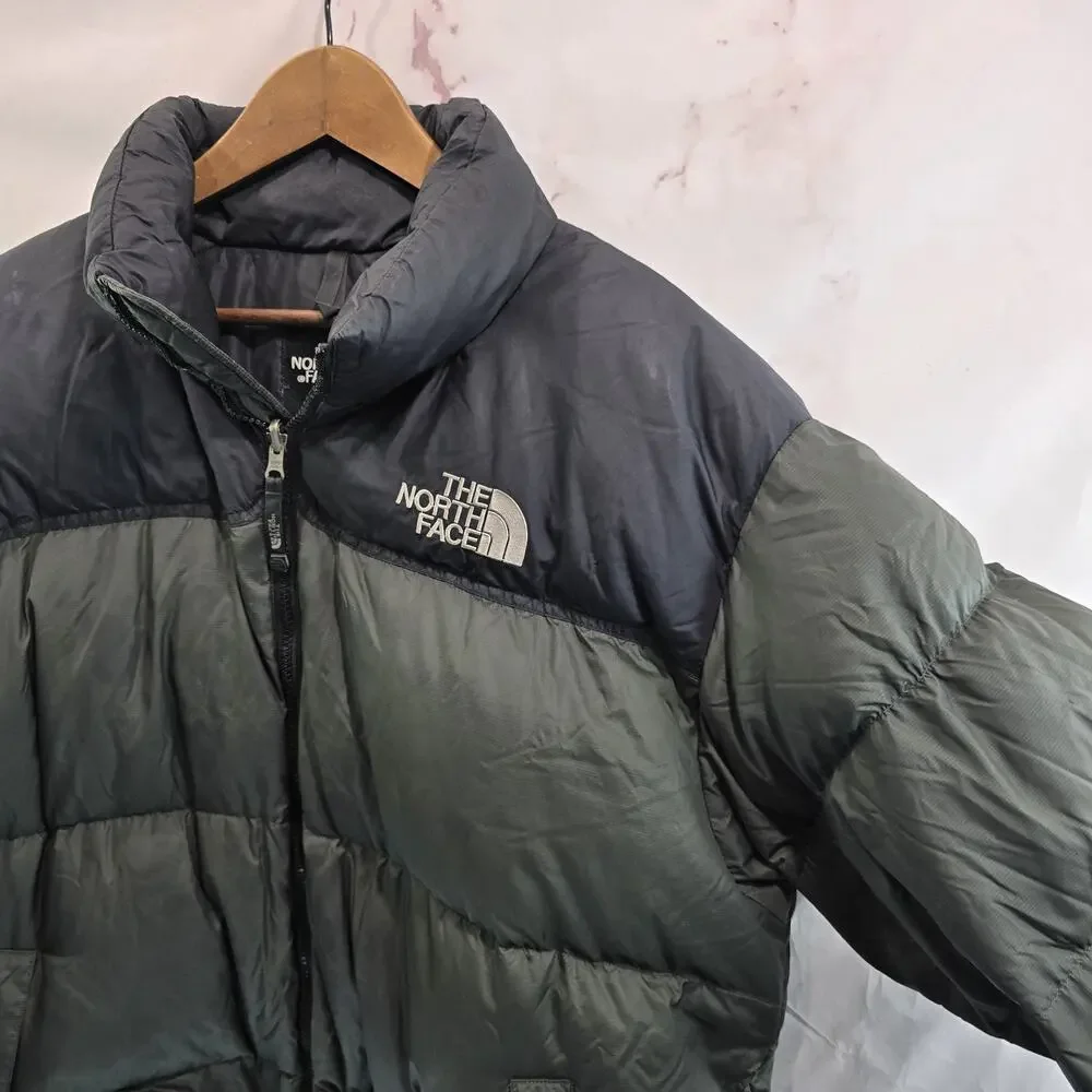 The North Face Jacket Mens 2XL Black Green Goose Down 700 FP Vtg Y2K Coat Nuptse